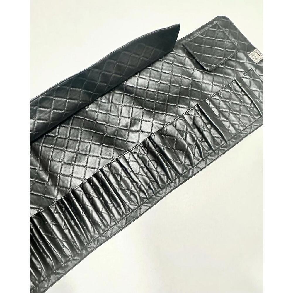 BH Cosmetics Women's Black Leather Clutch Makeup Brush Roll Bag - Picture 9 of 14